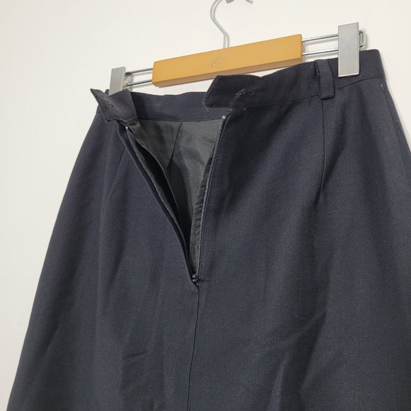 Vintage Frederick Alexander Black Virgin Wool Preppy Skirt A-Line Pockets Lined - Picture 7 of 13